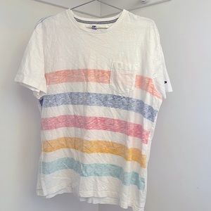Tommy Hilfiger Men’s T-shirt with Multicolored Stripes